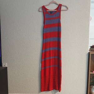 Red and Purple Striped Maxi Dress